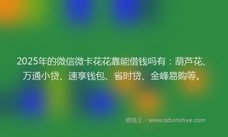 2025年的微信微卡花花靠能借钱吗有：葫芦花、万通小贷、速享钱包、省时贷、金峰易购等。