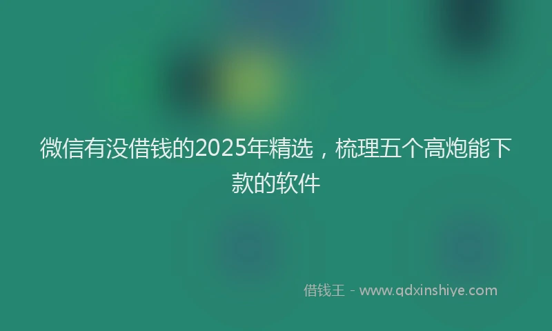微信有没借钱的2025年精选，梳理五个高炮能下款的软件