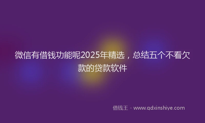微信有借钱功能呢2025年精选，总结五个不看欠款的贷款软件