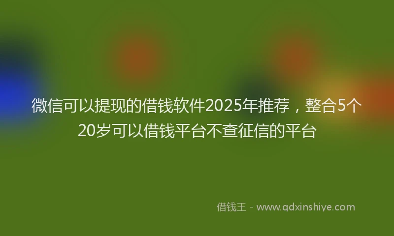 微信可以提现的借钱软件2025年推荐，整合5个20岁可以借钱平台不查征信的平台