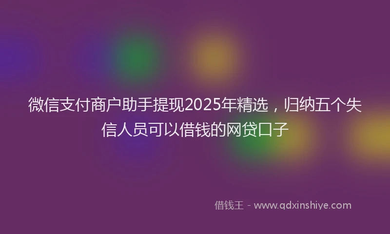 微信支付商户助手提现2025年精选，归纳五个失信人员可以借钱的网贷口子