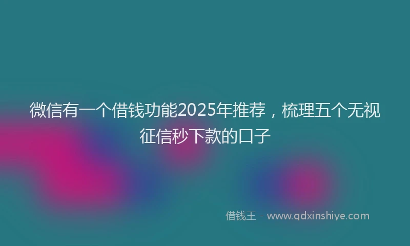 微信有一个借钱功能2025年推荐，梳理五个无视征信秒下款的口子