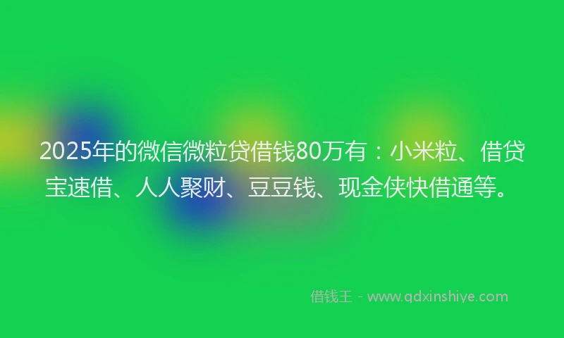 2025年的微信微粒贷借钱80万有：小米粒、借贷宝速借、人人聚财、豆豆钱、现金侠快借通等。