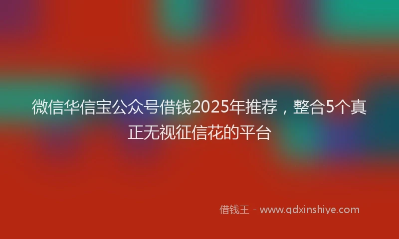 微信华信宝公众号借钱2025年推荐，整合5个真正无视征信花的平台