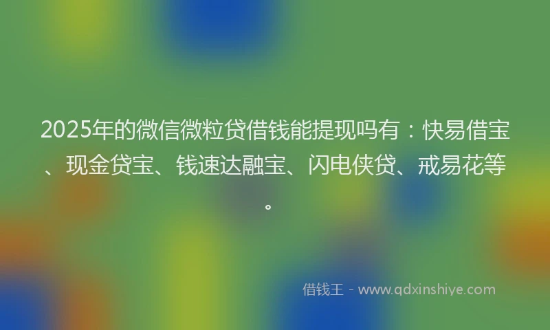 2025年的微信微粒贷借钱能提现吗有：快易借宝、现金贷宝、钱速达融宝、闪电侠贷、戒易花等。