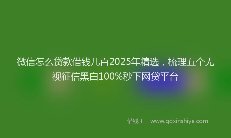 微信怎么贷款借钱几百2025年精选，梳理五个无视征信黑白100%秒下网贷平台