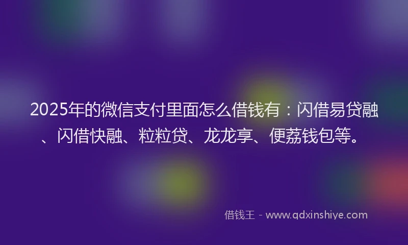 2025年的微信支付里面怎么借钱有：闪借易贷融、闪借快融、粒粒贷、龙龙享、便荔钱包等。