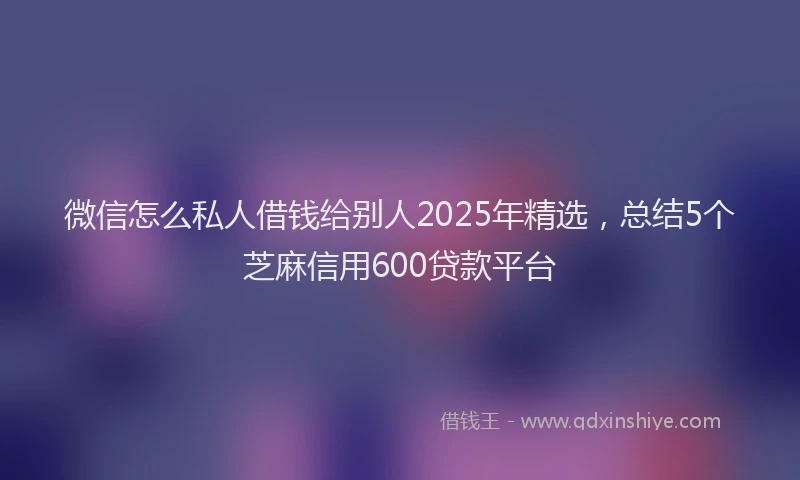 微信怎么私人借钱给别人2025年精选，总结5个芝麻信用600贷款平台