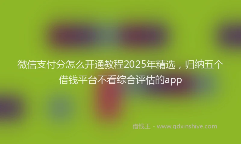 微信支付分怎么开通教程2025年精选，归纳五个借钱平台不看综合评估的app