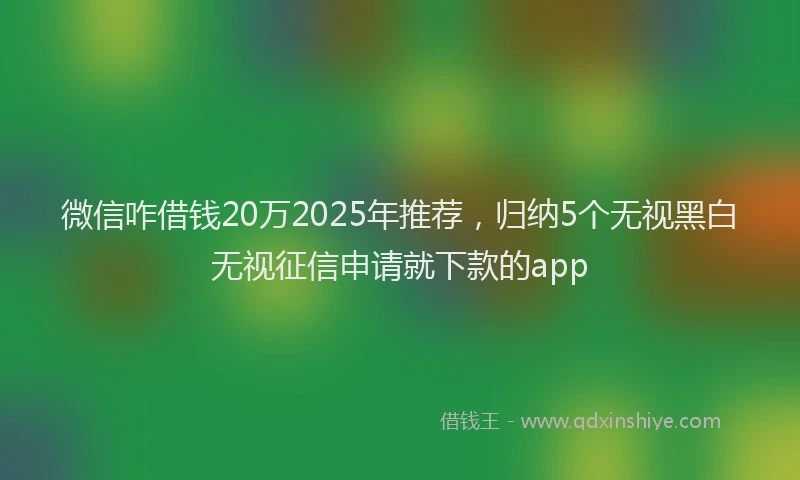 微信咋借钱20万2025年推荐，归纳5个无视黑白无视征信申请就下款的app