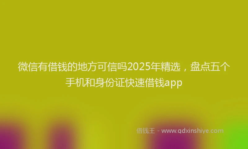 微信有借钱的地方可信吗2025年精选，盘点五个手机和身份证快速借钱app