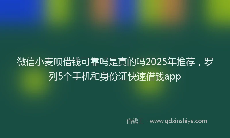 微信小麦呗借钱可靠吗是真的吗2025年推荐，罗列5个手机和身份证快速借钱app