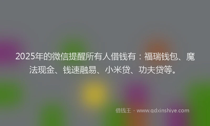 2025年的微信提醒所有人借钱有：福瑞钱包、魔法现金、钱速融易、小米贷、功夫贷等。