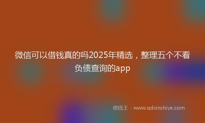 微信可以借钱真的吗2025年精选，整理五个不看负债查询的app
