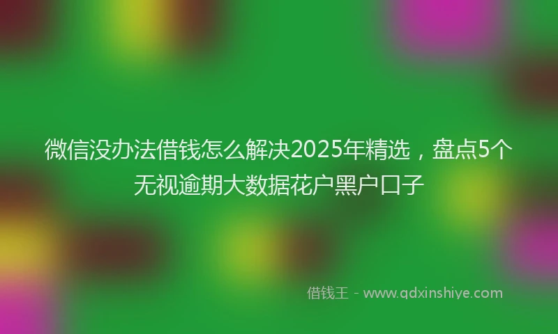 微信没办法借钱怎么解决2025年精选，盘点5个无视逾期大数据花户黑户口子