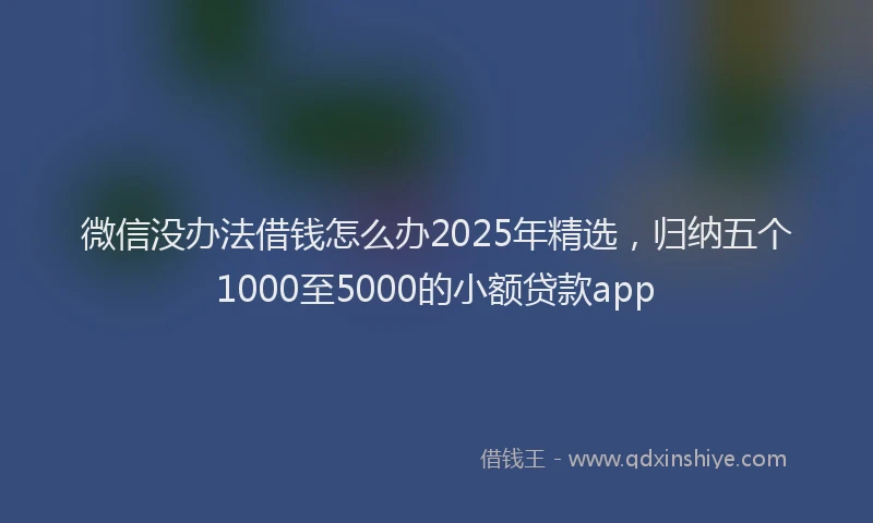 微信没办法借钱怎么办2025年精选，归纳五个1000至5000的小额贷款app