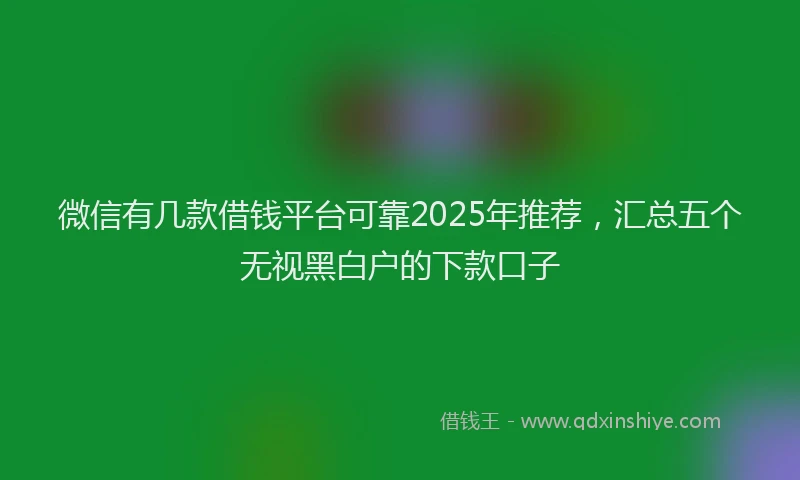 微信有几款借钱平台可靠2025年推荐，汇总五个无视黑白户的下款口子