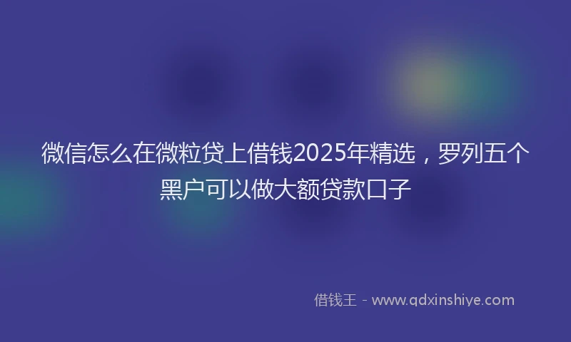 微信怎么在微粒贷上借钱2025年精选，罗列五个黑户可以做大额贷款口子