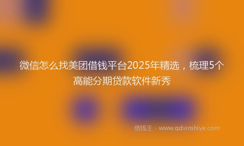 微信怎么找美团借钱平台2025年精选，梳理5个高能分期贷款软件新秀