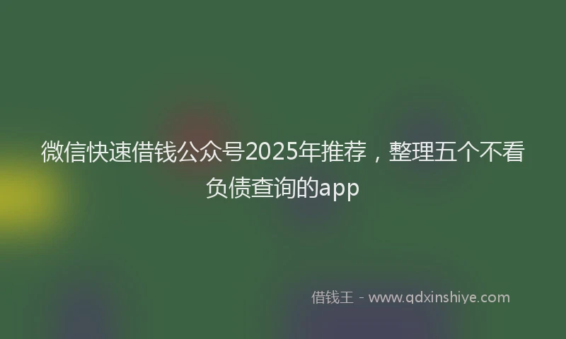 微信快速借钱公众号2025年推荐，整理五个不看负债查询的app