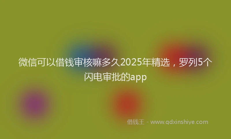 微信可以借钱审核嘛多久2025年精选，罗列5个闪电审批的app