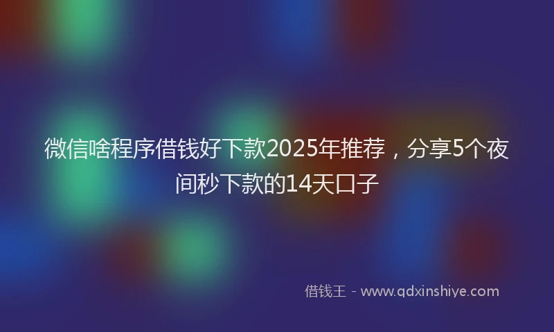 微信啥程序借钱好下款2025年推荐，分享5个夜间秒下款的14天口子