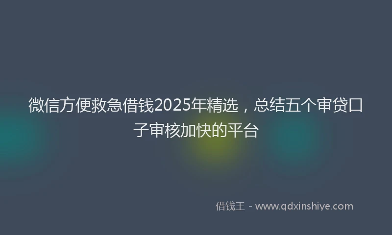 微信方便救急借钱2025年精选，总结五个审贷口子审核加快的平台