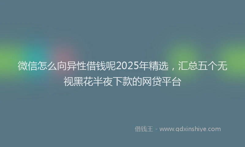 微信怎么向异性借钱呢2025年精选，汇总五个无视黑花半夜下款的网贷平台