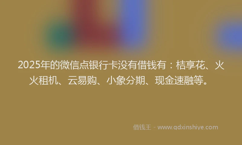 2025年的微信点银行卡没有借钱有：桔享花、火火租机、云易购、小象分期、现金速融等。