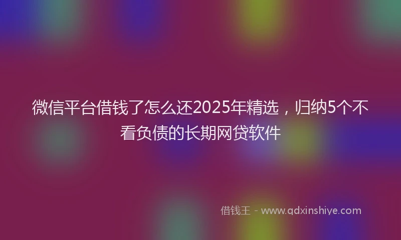 微信平台借钱了怎么还2025年精选，归纳5个不看负债的长期网贷软件