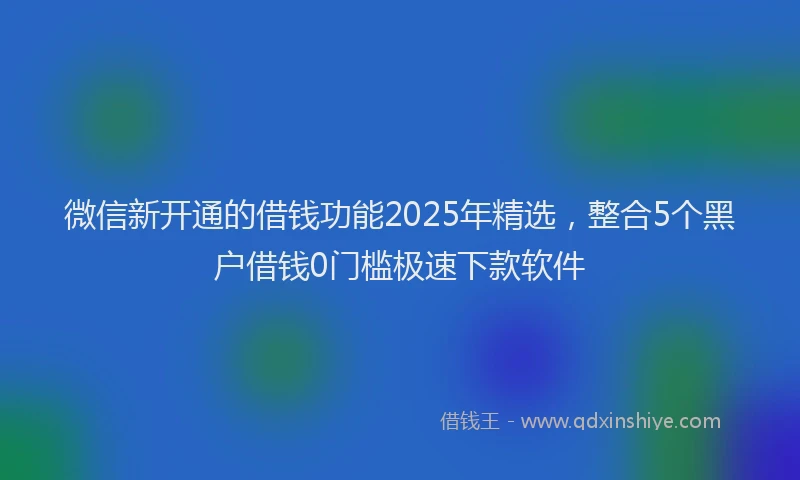 微信新开通的借钱功能2025年精选，整合5个黑户借钱0门槛极速下款软件