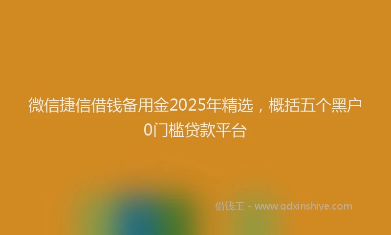 微信捷信借钱备用金2025年精选，概括五个黑户0门槛贷款平台
