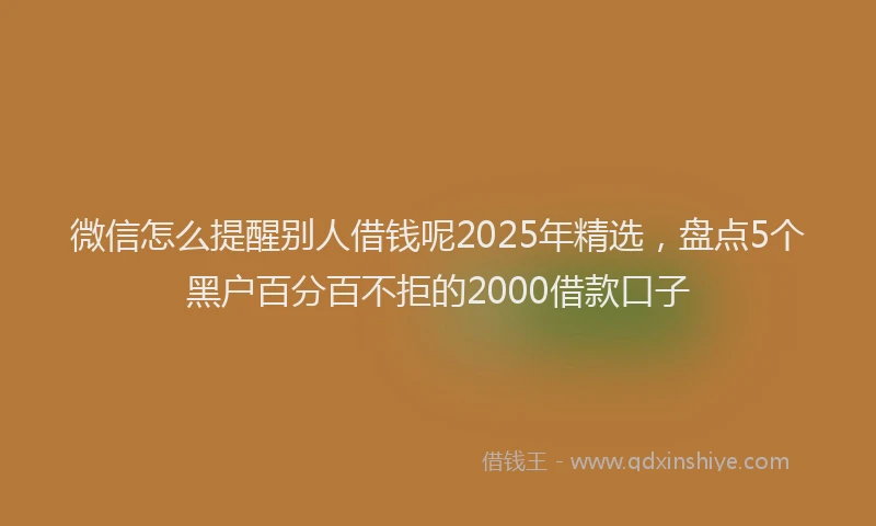微信怎么提醒别人借钱呢2025年精选，盘点5个黑户百分百不拒的2000借款口子