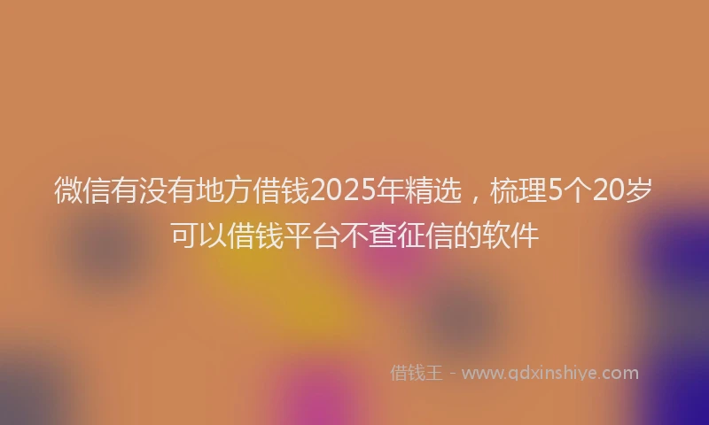 微信有没有地方借钱2025年精选，梳理5个20岁可以借钱平台不查征信的软件