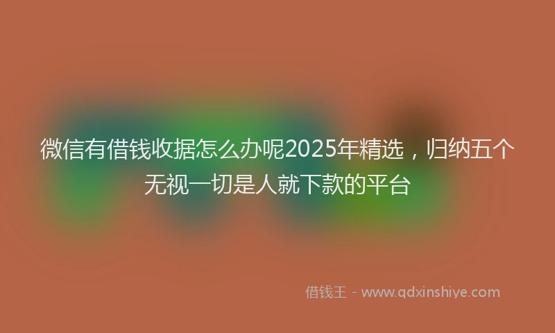 微信有借钱收据怎么办呢2025年精选，归纳五个无视一切是人就下款的平台