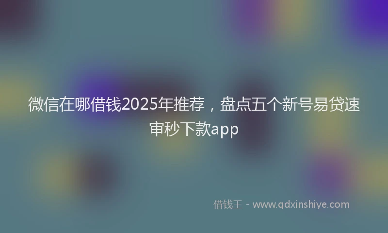 微信在哪借钱2025年推荐，盘点五个新号易贷速审秒下款app