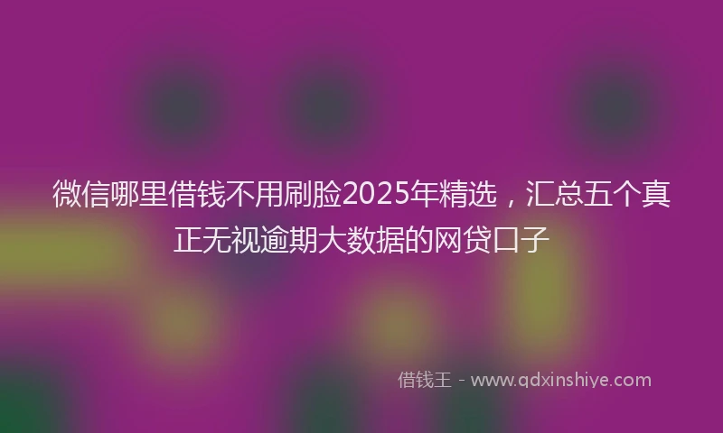 微信哪里借钱不用刷脸2025年精选，汇总五个真正无视逾期大数据的网贷口子