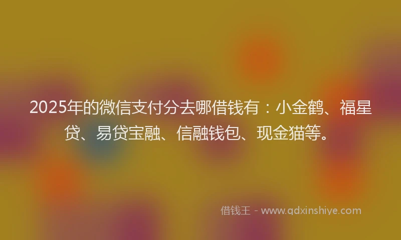 2025年的微信支付分去哪借钱有：小金鹤、福星贷、易贷宝融、信融钱包、现金猫等。