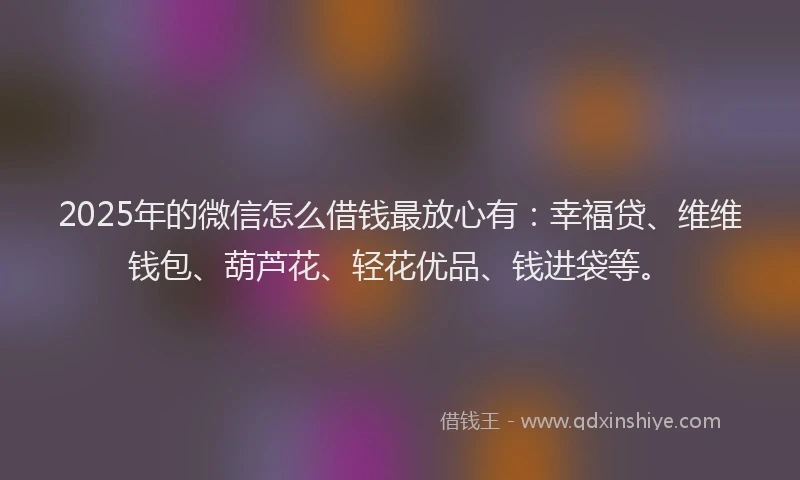 2025年的微信怎么借钱最放心有：幸福贷、维维钱包、葫芦花、轻花优品、钱进袋等。