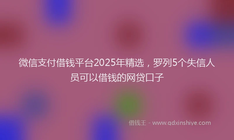 微信支付借钱平台2025年精选，罗列5个失信人员可以借钱的网贷口子