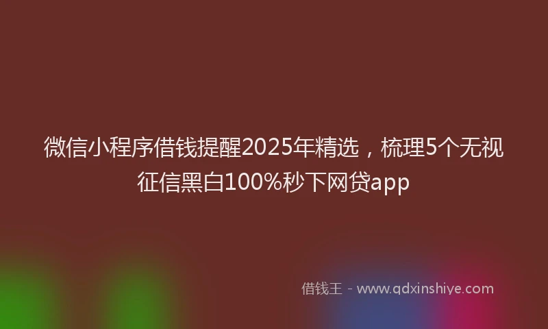 微信小程序借钱提醒2025年精选，梳理5个无视征信黑白100%秒下网贷app