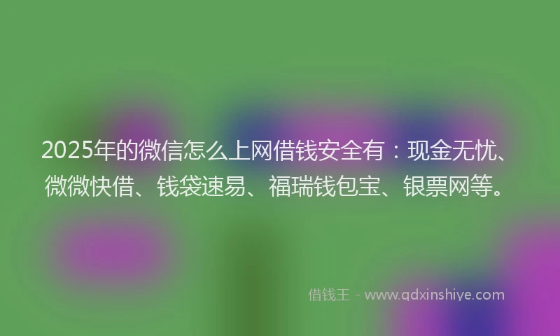 2025年的微信怎么上网借钱安全有：现金无忧、微微快借、钱袋速易、福瑞钱包宝、银票网等。