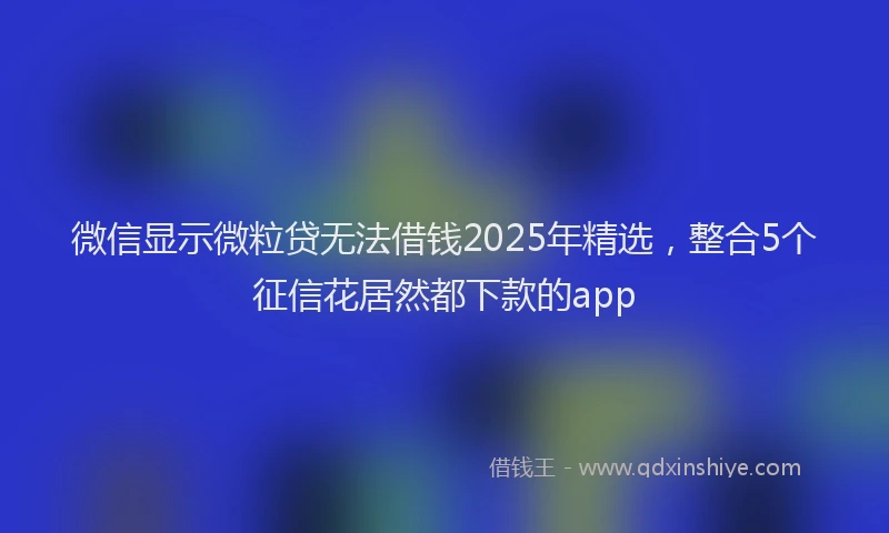 微信显示微粒贷无法借钱2025年精选，整合5个征信花居然都下款的app