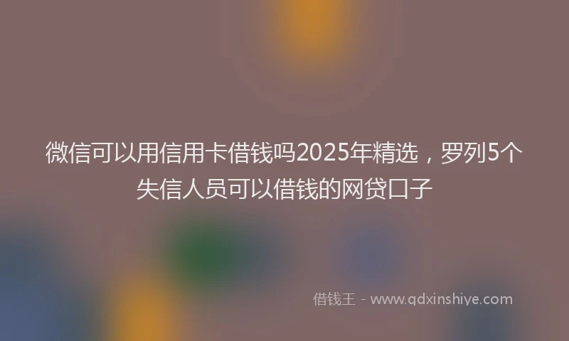 微信可以用信用卡借钱吗2025年精选，罗列5个失信人员可以借钱的网贷口子