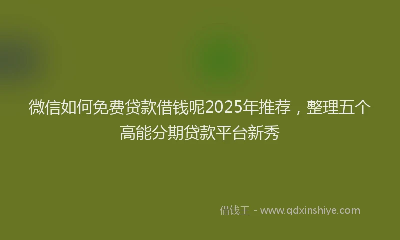 微信如何免费贷款借钱呢2025年推荐，整理五个高能分期贷款平台新秀