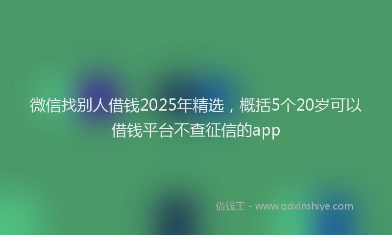 微信找别人借钱2025年精选，概括5个20岁可以借钱平台不查征信的app