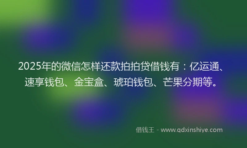 2025年的微信怎样还款拍拍贷借钱有：亿运通、速享钱包、金宝盒、琥珀钱包、芒果分期等。