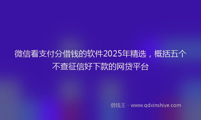微信看支付分借钱的软件2025年精选，概括五个不查征信好下款的网贷平台