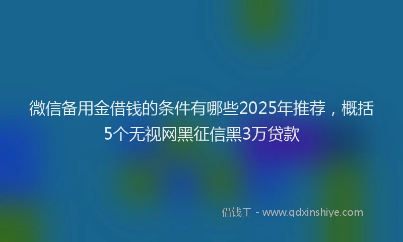 微信备用金借钱的条件有哪些2025年推荐，概括5个无视网黑征信黑3万贷款