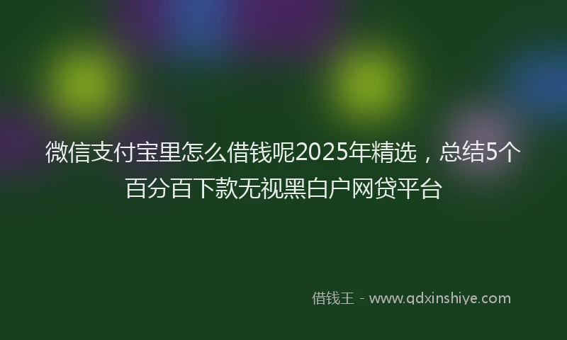 微信支付宝里怎么借钱呢2025年精选，总结5个百分百下款无视黑白户网贷平台